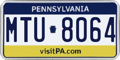 PA license plate MTU8064
