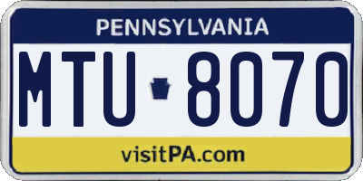 PA license plate MTU8070