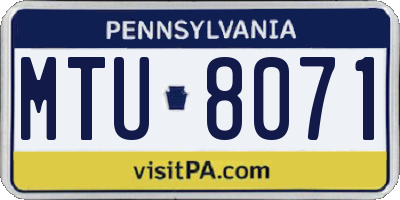 PA license plate MTU8071