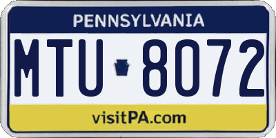 PA license plate MTU8072