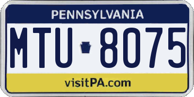 PA license plate MTU8075