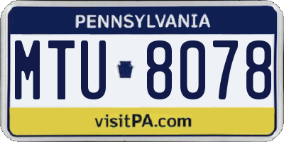 PA license plate MTU8078