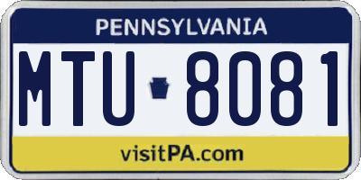 PA license plate MTU8081