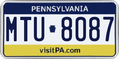 PA license plate MTU8087