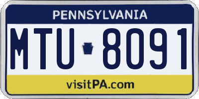 PA license plate MTU8091