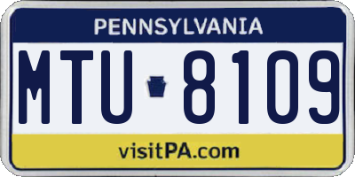 PA license plate MTU8109
