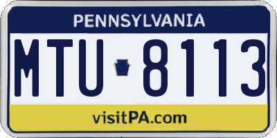 PA license plate MTU8113
