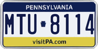 PA license plate MTU8114