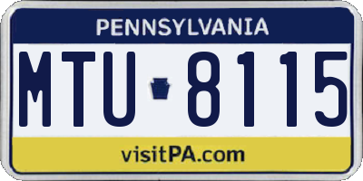 PA license plate MTU8115