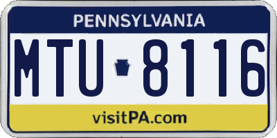 PA license plate MTU8116
