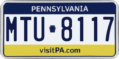 PA license plate MTU8117