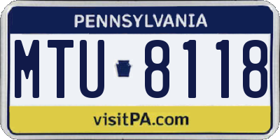 PA license plate MTU8118