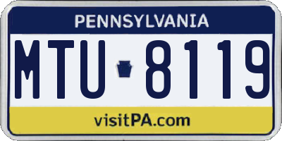 PA license plate MTU8119
