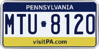 PA license plate MTU8120