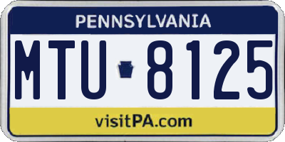 PA license plate MTU8125