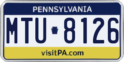 PA license plate MTU8126