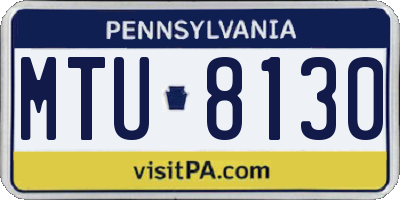 PA license plate MTU8130