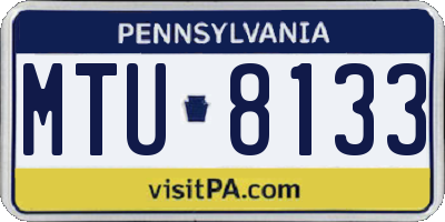 PA license plate MTU8133