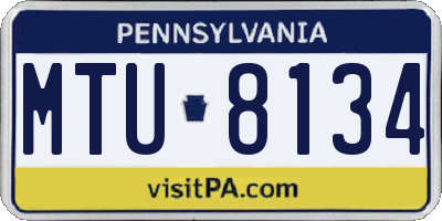 PA license plate MTU8134