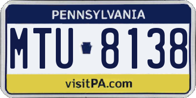 PA license plate MTU8138