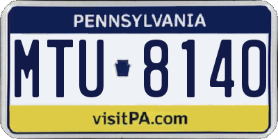 PA license plate MTU8140