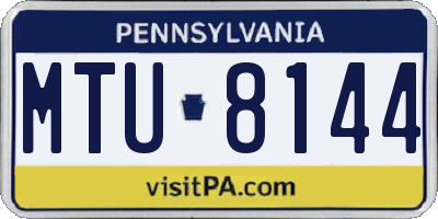 PA license plate MTU8144