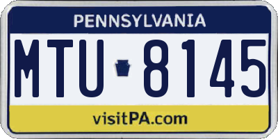PA license plate MTU8145
