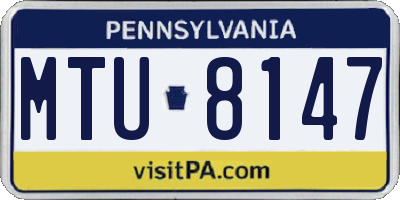 PA license plate MTU8147