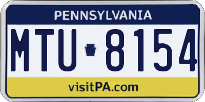 PA license plate MTU8154