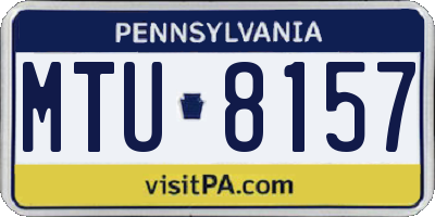 PA license plate MTU8157