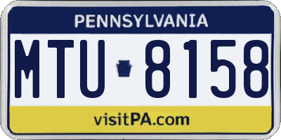 PA license plate MTU8158