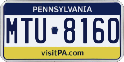 PA license plate MTU8160