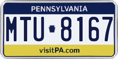 PA license plate MTU8167