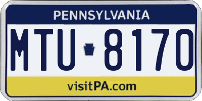 PA license plate MTU8170