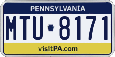 PA license plate MTU8171