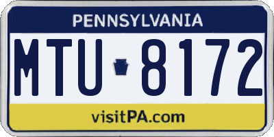 PA license plate MTU8172
