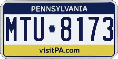 PA license plate MTU8173