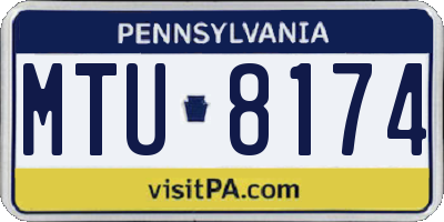 PA license plate MTU8174