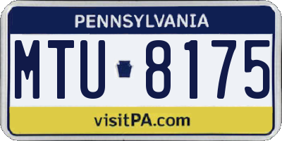 PA license plate MTU8175