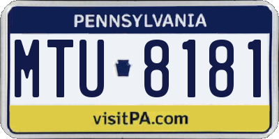 PA license plate MTU8181