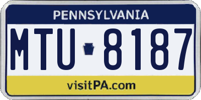 PA license plate MTU8187
