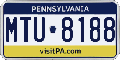 PA license plate MTU8188