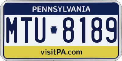 PA license plate MTU8189
