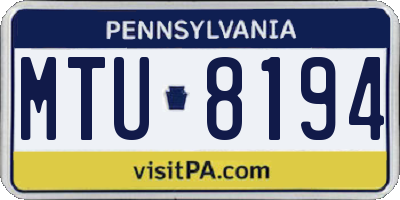 PA license plate MTU8194