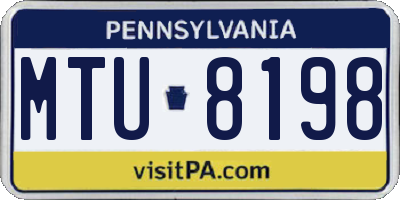 PA license plate MTU8198
