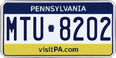 PA license plate MTU8202