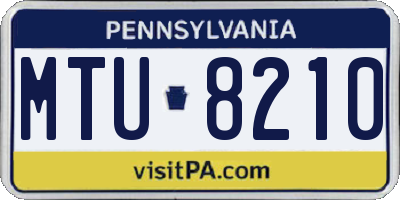 PA license plate MTU8210