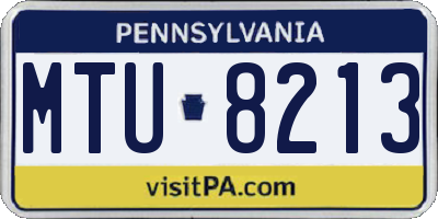 PA license plate MTU8213