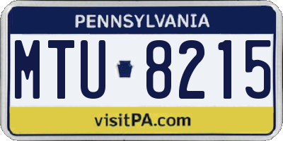 PA license plate MTU8215