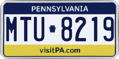 PA license plate MTU8219